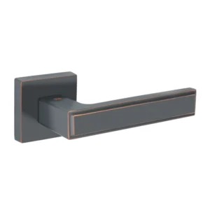brass lever handle on square rose with escutcheon for home doors, office doors and interior doors