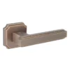 brass lever handle on square rose with escutcheon for home doors, office doors and interior doors
