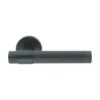 brass lever handle on round rose without escutcheon for doors