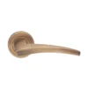 brass lever handle on round rose with escutcheon for doors