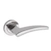 brass lever handle on round rose with escutcheon for doors