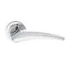 brass lever handle on round rose with escutcheon for doors