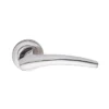 brass lever handle on round rose with escutcheon for doors