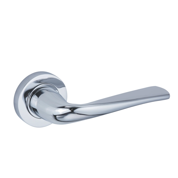 Brass Lever Handle 140mm in Polished Chrome EuroArt British Hardware