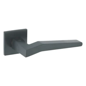 stainless steel lever handle on square rose with escutcheon for home doors, office doors and interior doors