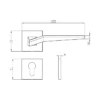 stainless steel lever handle on square rose with escutcheon for home doors, office doors and interior doors