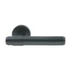 brass lever handle on round rose without escutcheon for doors