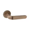 brass lever handle on round rose with escutcheon for doors