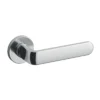 brass lever handle on round rose with escutcheon for interior doors