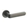 brass lever handle on round rose with escutcheon for interior doors