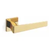 brass lever handle on square rose with escutcheon for doors
