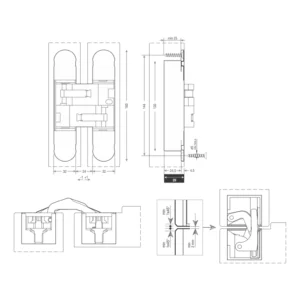Zamac 3D concealed hinge for cabinets and furniture doors