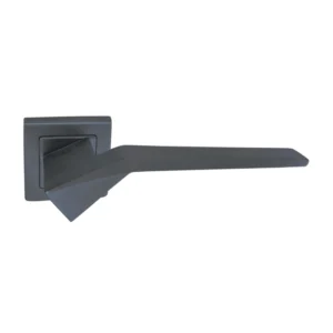 stainless steel lever handle on square rose with escutcheon for home doors, office doors and interior doors