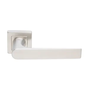 stainless steel lever handle on square rose with escutcheon for home doors, office doors and interior doors