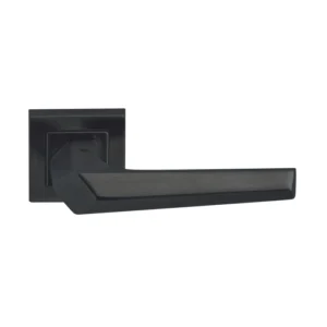 stainless steel lever handle on square rose with escutcheon for home doors, office doors and interior doors