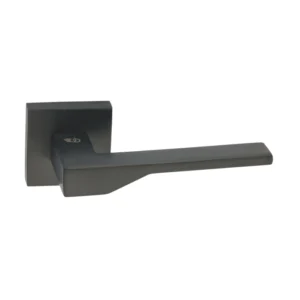 stainless steel lever handle on square rose with escutcheon for home doors, office doors and interior doors