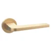 modern lever handle on round rose with escutcheon for interior doors