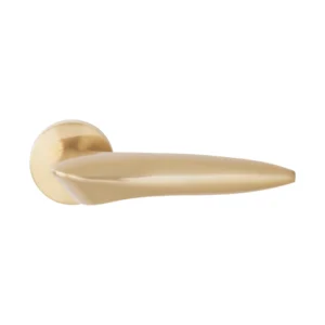 modern lever handle on round rose with escutcheons for interior doors