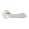 modern lever handle on round rose with escutcheons for interior doors
