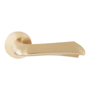 modern lever handle on round rose with escutcheons for interior doors