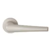 modern lever handle on round rose with escutcheons for interior doors