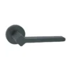 modern lever handle on round rose with escutcheons for interior doors