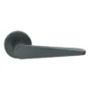 modern lever handle on round rose with escutcheons for interior doors