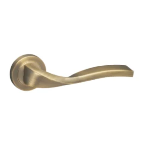 lever handle on round rose with escutcheon for interior and main doors