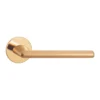 modern lever handle on round rose with escutcheons for interior doors