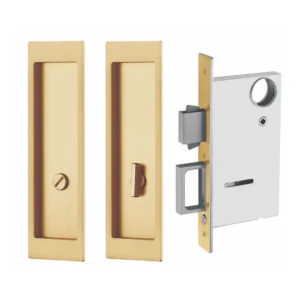 Flush pull set with turn and emergency release lock for bathroom doors