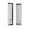 Stainless steel flush pull with integrated bathroom thumb turn