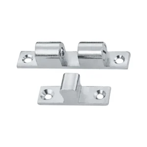 Satin stainless steel double ball catch 43mm ultra-compact for small cabinets and drawers