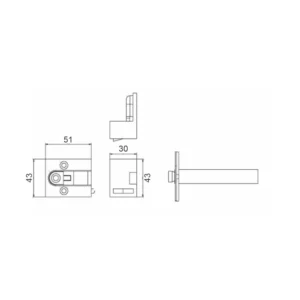 Concealed stainless steel door chain extended in engaged position for secure controlled door opening