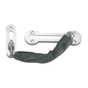 EuroArt satin stainless steel door chain with leather cover sleeve for refined home and apartment door safety