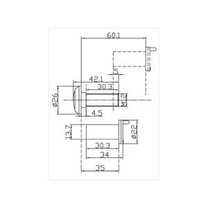 Door viewer lens assembly showing 26mm lens with 180-degree viewing angle for door monitoring